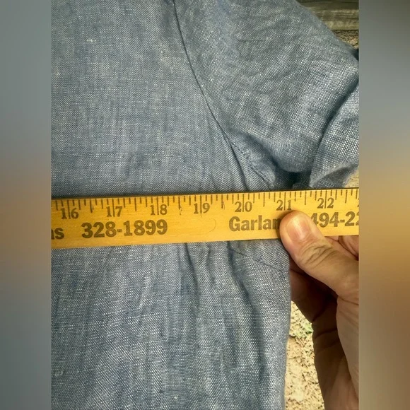 Garnet Hill size 8 linen Casual Blue Button-Up Dress. A652 - Picture 3 of 7